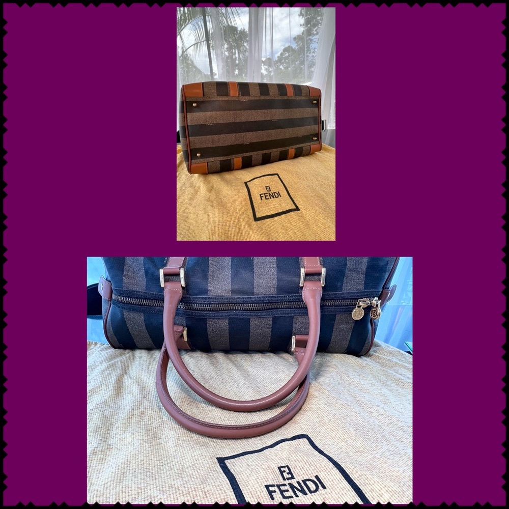 Fendi Bag,Travel, Gorgeous Weekender Travel, Duffle with Cognac Brown Lea… - Picture 4 of 16